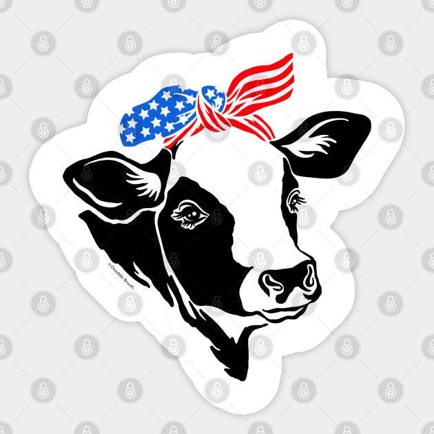 Patriotic Cow Bandana American Flag USA America Sticker by DoubleBrush